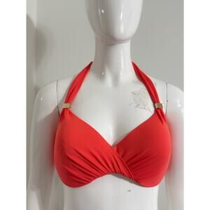Victorias Secret Bombshell Push Up Bikini Top Halter Bright Orange Gold 34DD